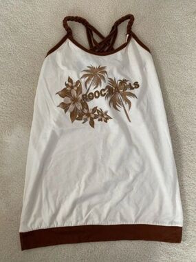 Y2K Floral Palm Halter Tank Top